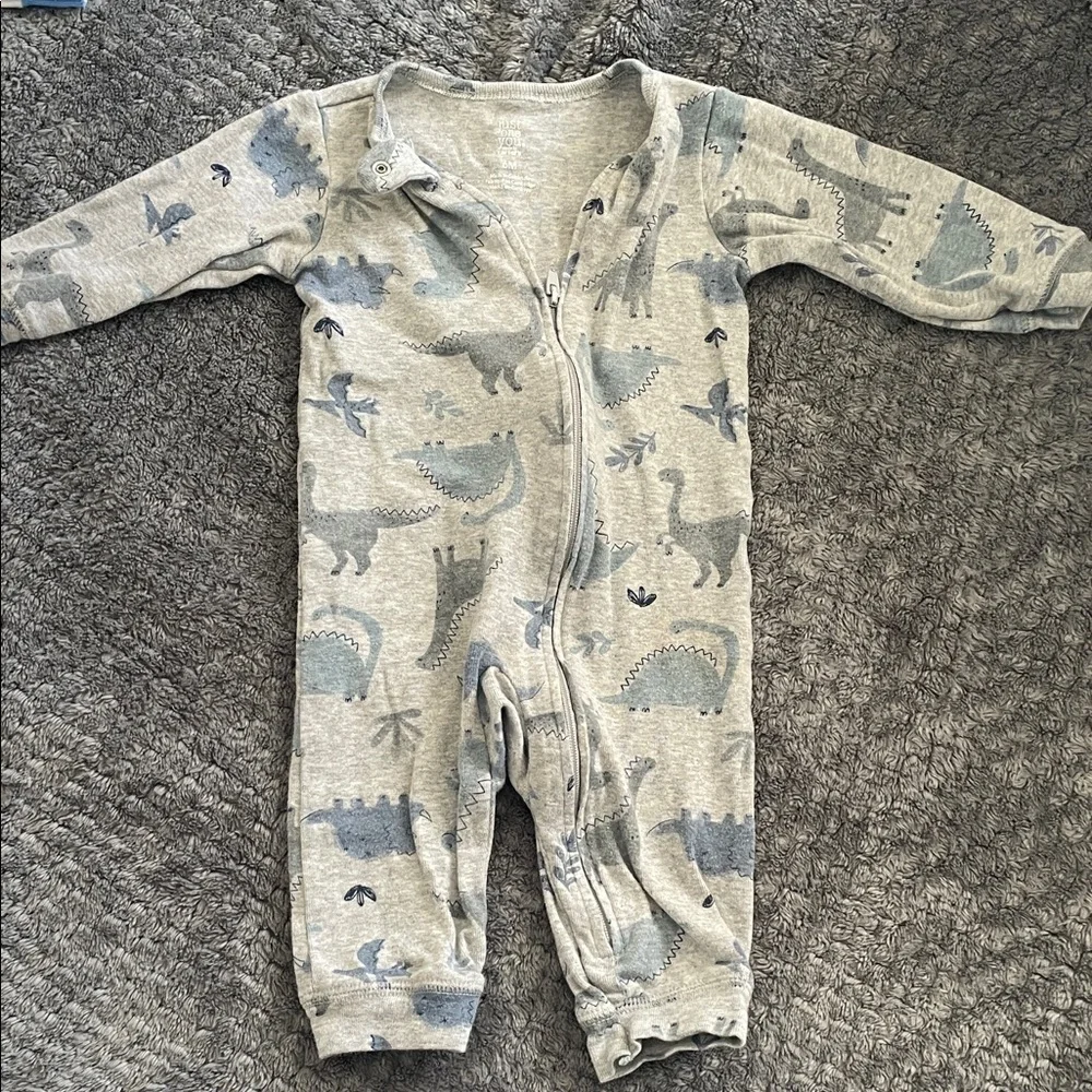 Carter's Kids One Piece dinosaur Footies - Blue, Green, Gray